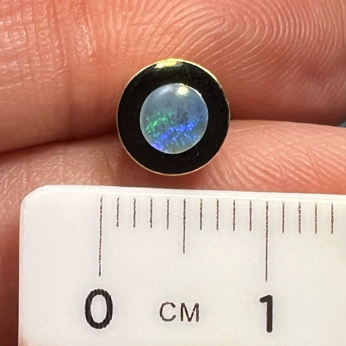 14k Gold Australian Opal Full MOON in Onyx Lunar Earrings **Video**