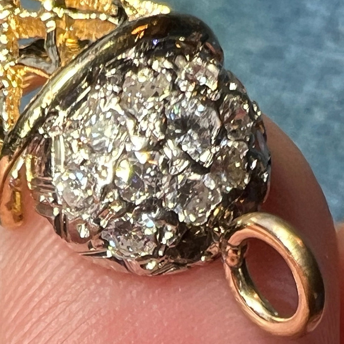 14k Gold BASKETBALL Hoop Pendant w Pave Diamonds. 4 Coach!