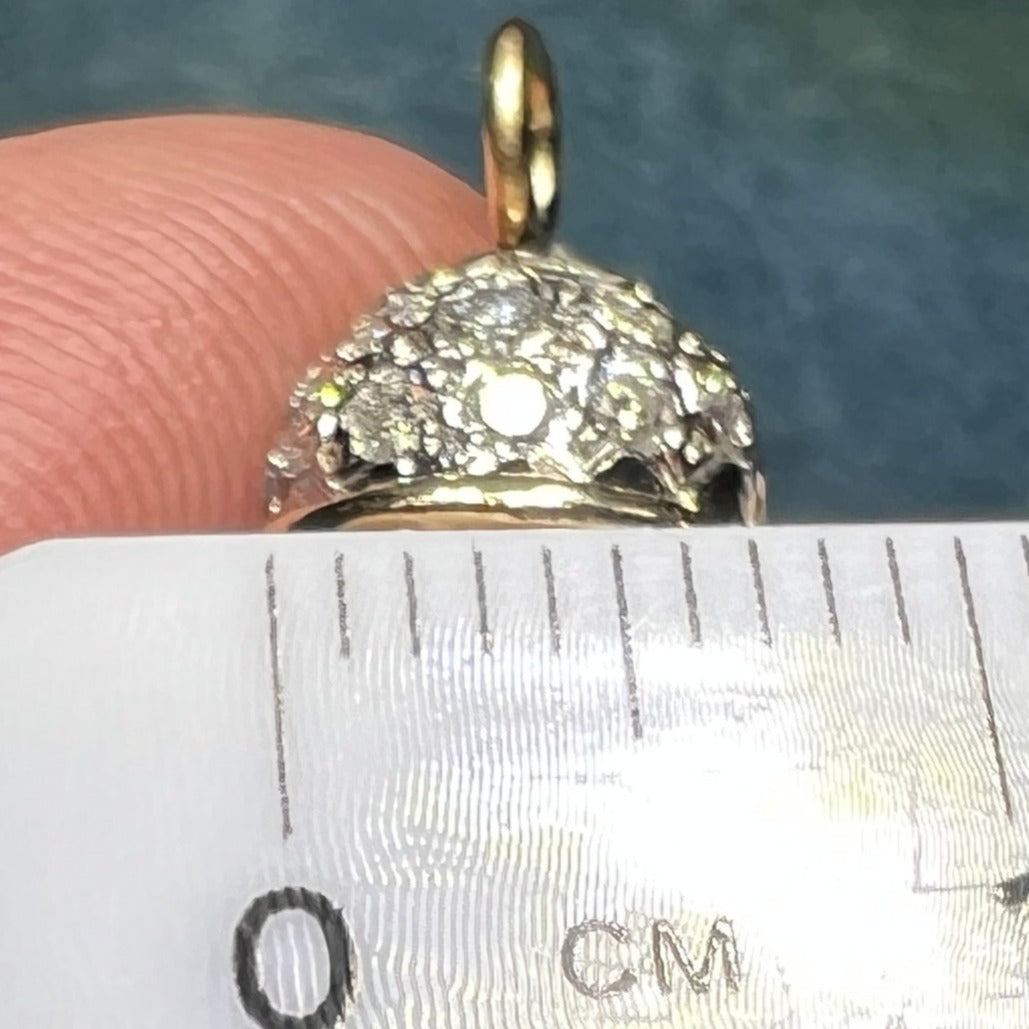 14k Gold BASKETBALL Hoop Pendant w Pave Diamonds. 4 Coach!