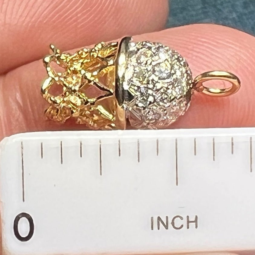 14k Gold BASKETBALL Hoop Pendant w Pave Diamonds. 4 Coach!