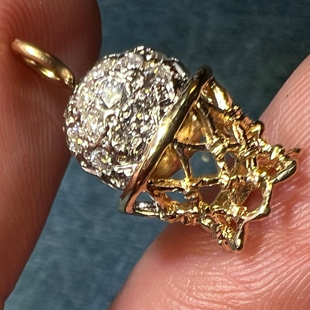 14k Gold BASKETBALL Hoop Pendant w Pave Diamonds. 4 Coach!