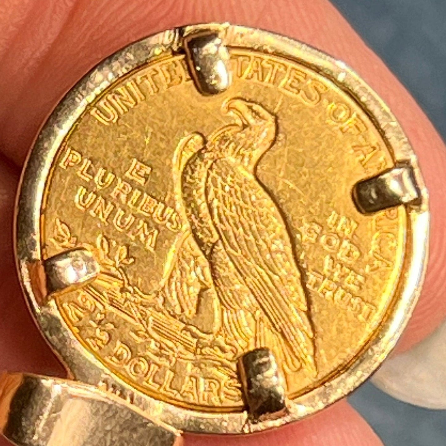 14k Gold Bezel Pendant w Authentic 22k 1912 Indian Head Coin. 6.7g