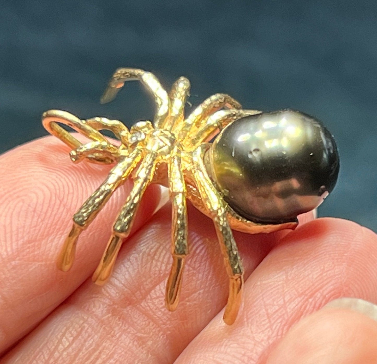 Gold, Cultured Pearl, Diamond, Ruby, Sapphire And Emerald Spider