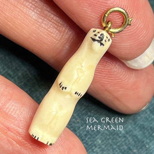 14k Gold Carved Alaskan Polar Bear Watch FOB Pendant. Tiny!