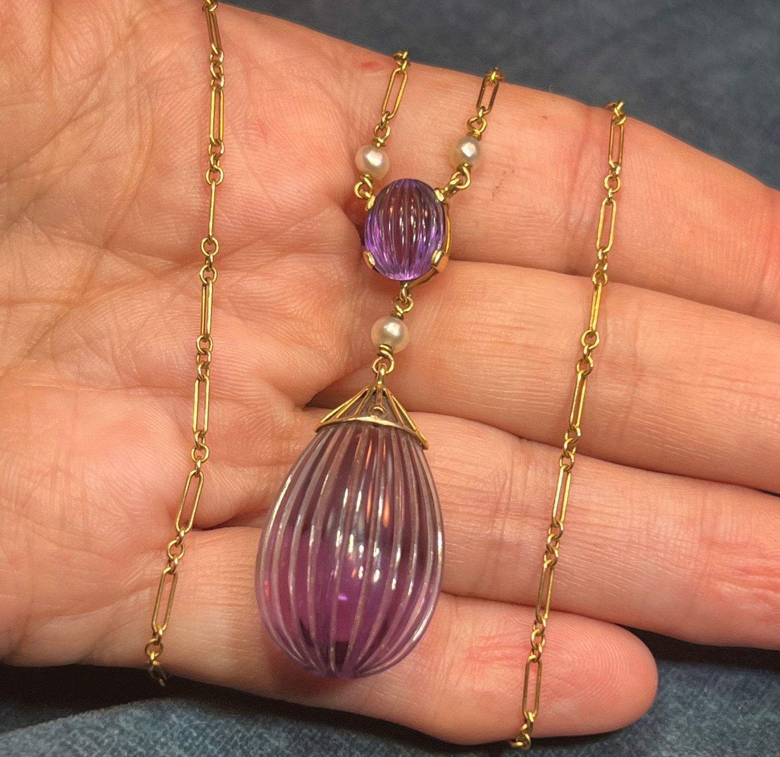 Amethyst discount drop necklace