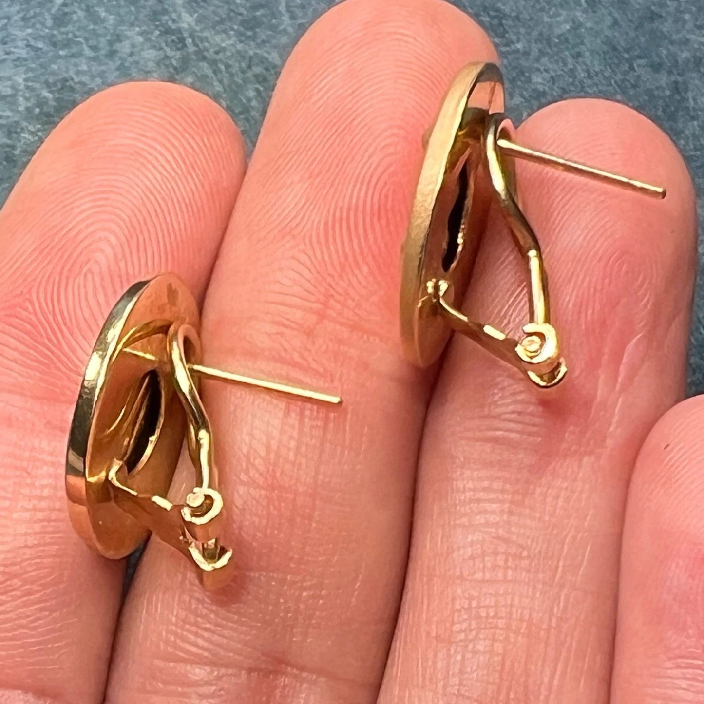 14k Gold Crescent Man-in-the-Moon Shooting Star Omega-Back Earrings