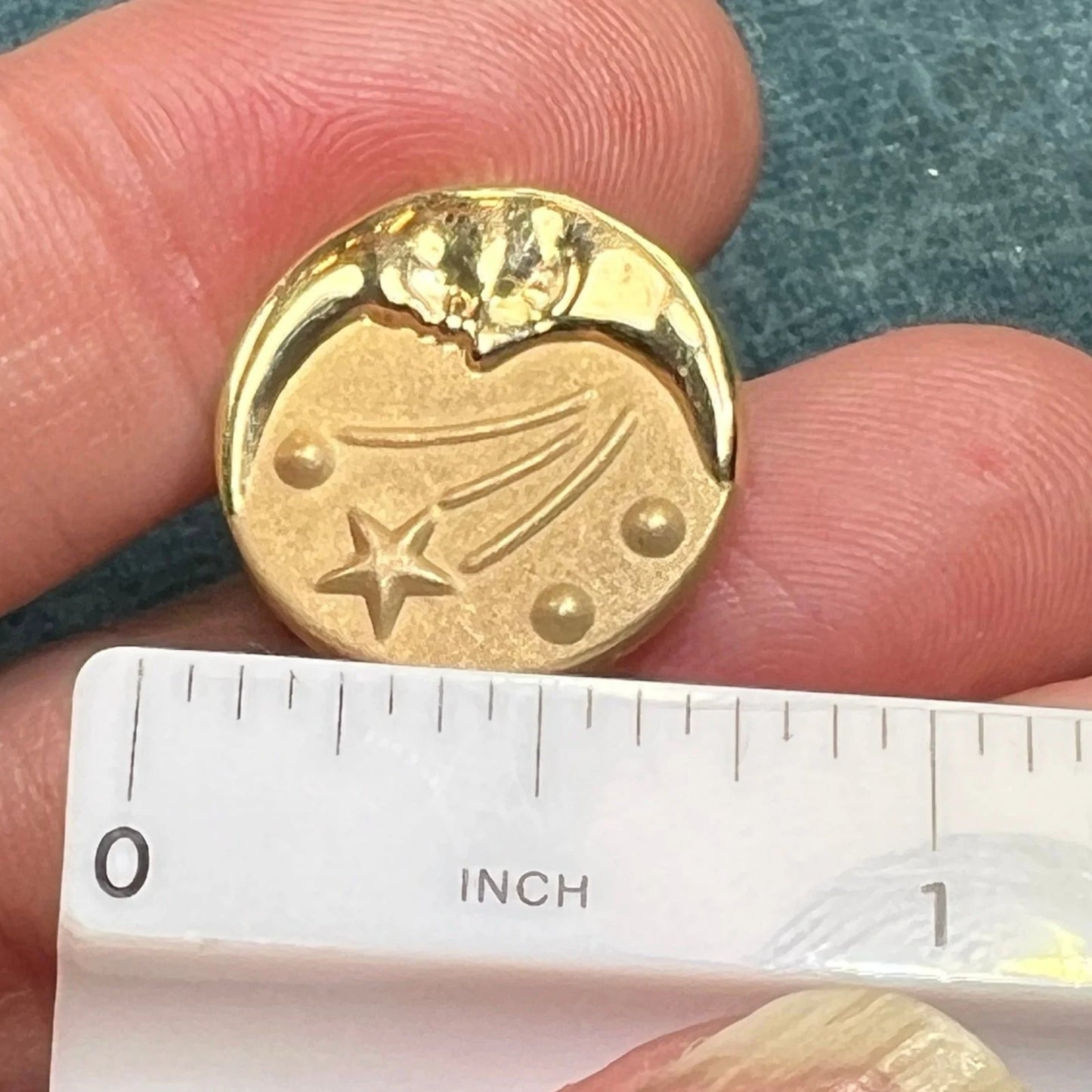 14k Gold Crescent Man-in-the-Moon Shooting Star Omega-Back Earrings