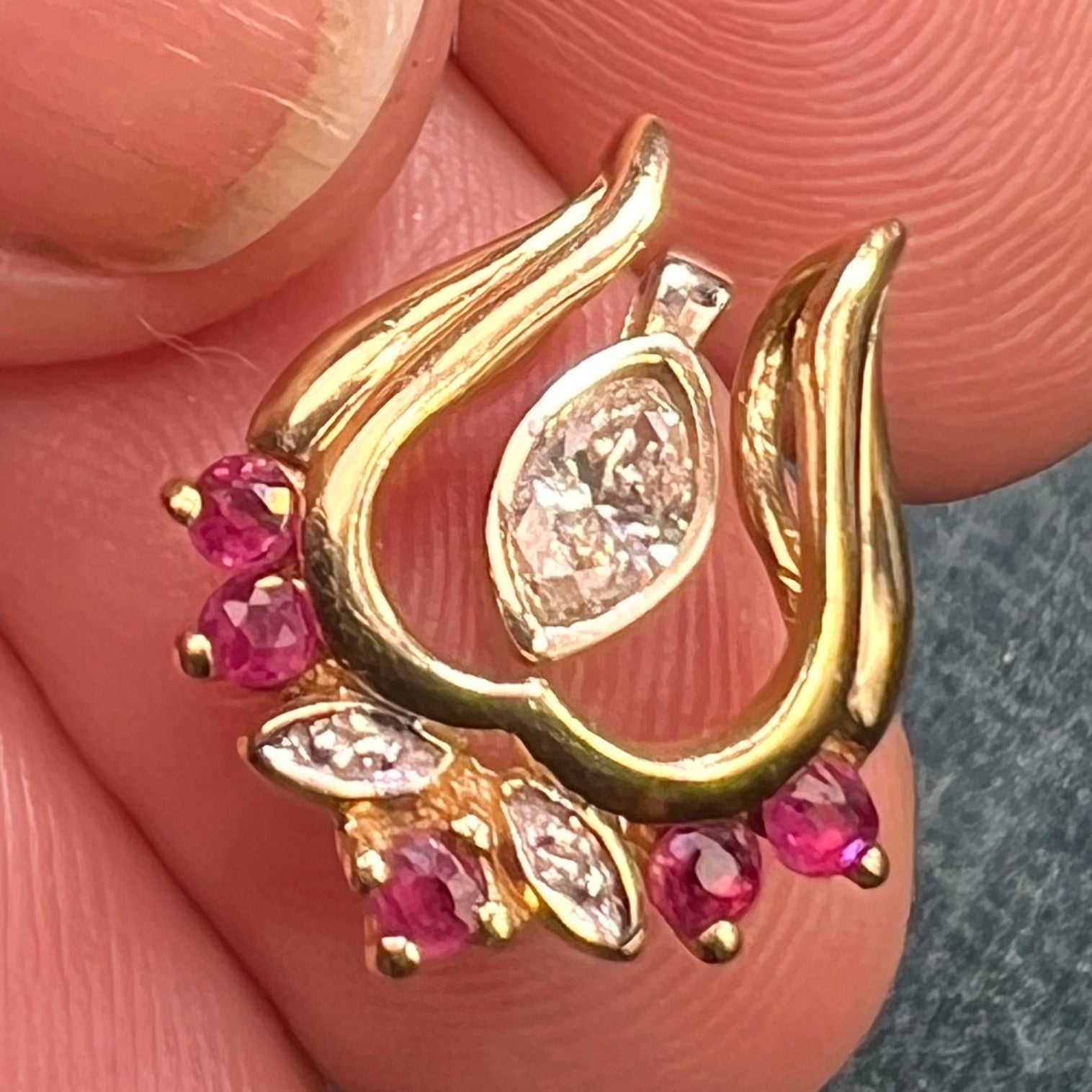 14k Gold Diamond + Ruby ENHANCER Jacket *Dress up YOUR Pendants*