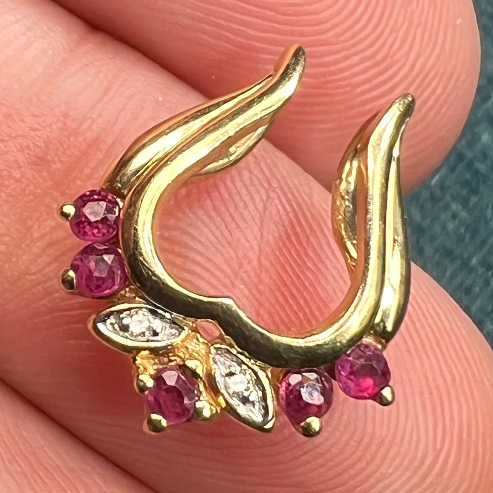 14k Gold Diamond + Ruby ENHANCER Jacket *Dress up YOUR Pendants*