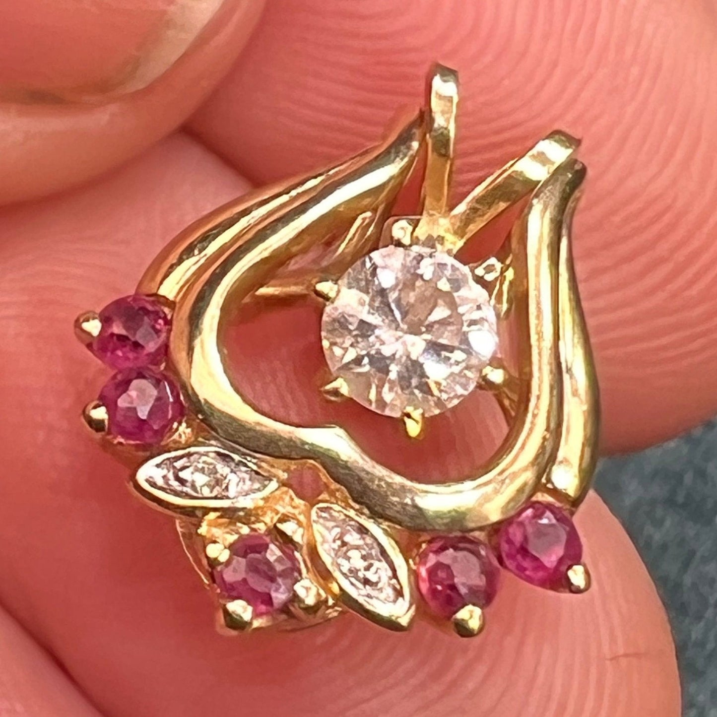14k Gold Diamond + Ruby ENHANCER Jacket *Dress up YOUR Pendants*