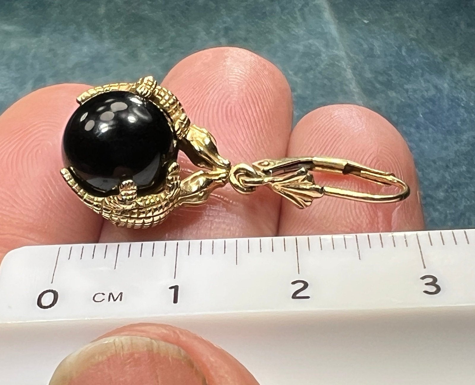 14k Gold *Kissing Crocs* Gators Onyx Leverback Earrings. Carla. *Spins*