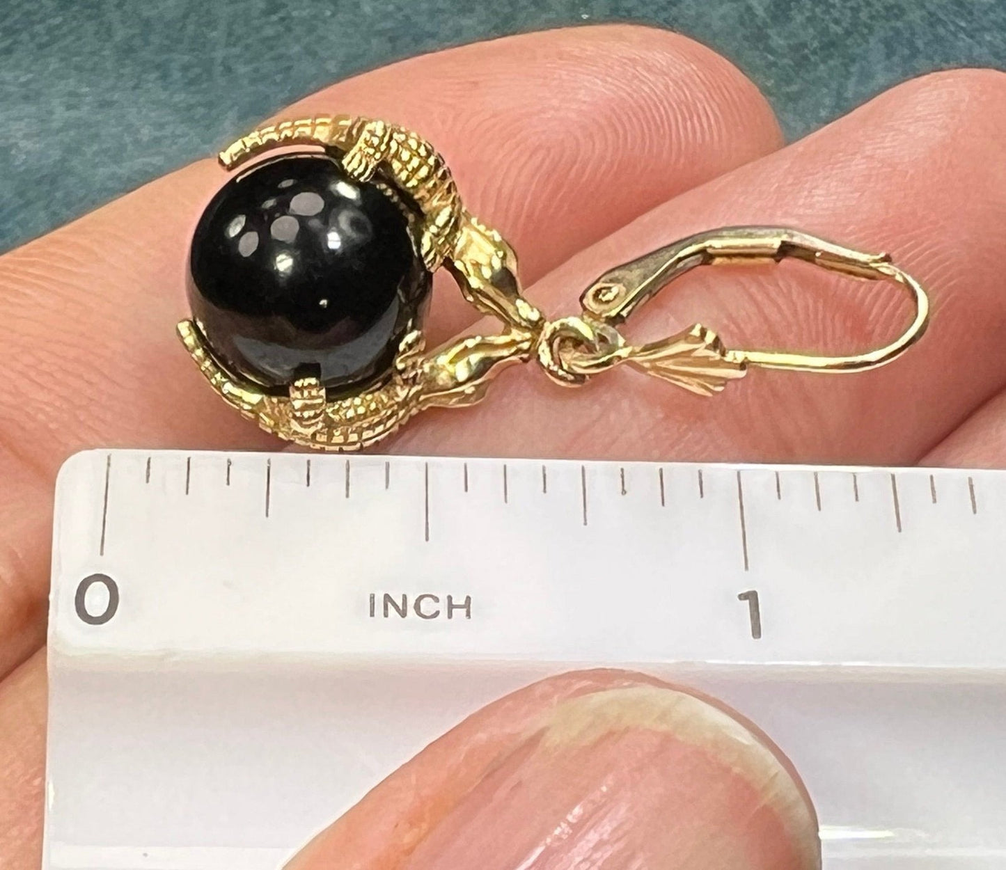14k Gold *Kissing Crocs* Gators Onyx Leverback Earrings. Carla. *Spins*