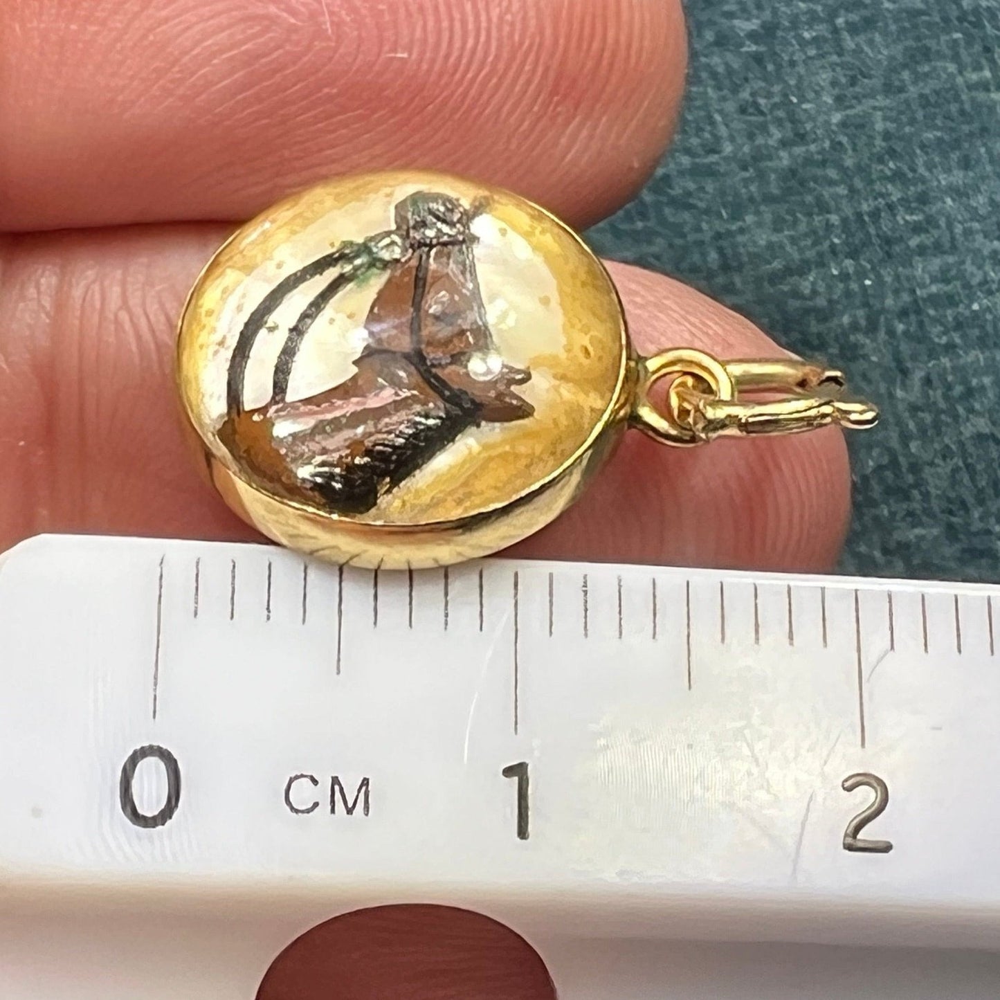 14k Gold Reverse Painted Essex Crystal Horse BUBBLE Pendant *Video*