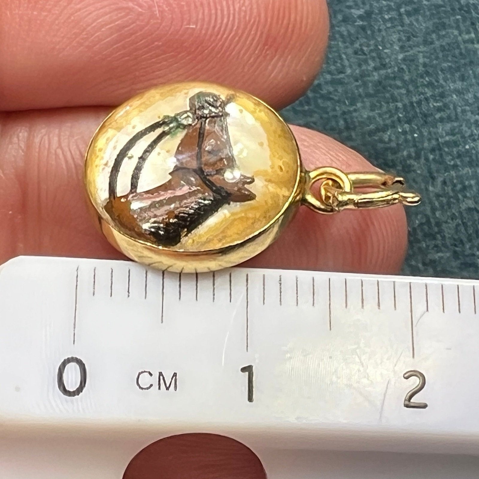 14k Gold Reverse Painted Essex Crystal Horse BUBBLE Pendant *Video*