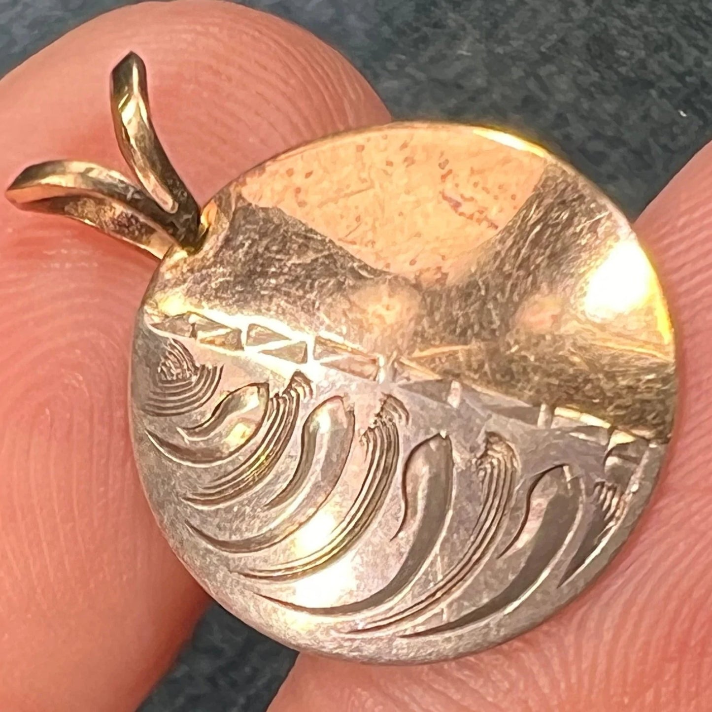 14k Gold + Silver Lunar Phases Half Moon Pendant