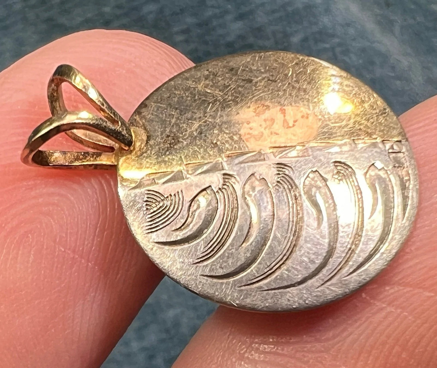 14k Gold + Silver Lunar Phases Half Moon Pendant