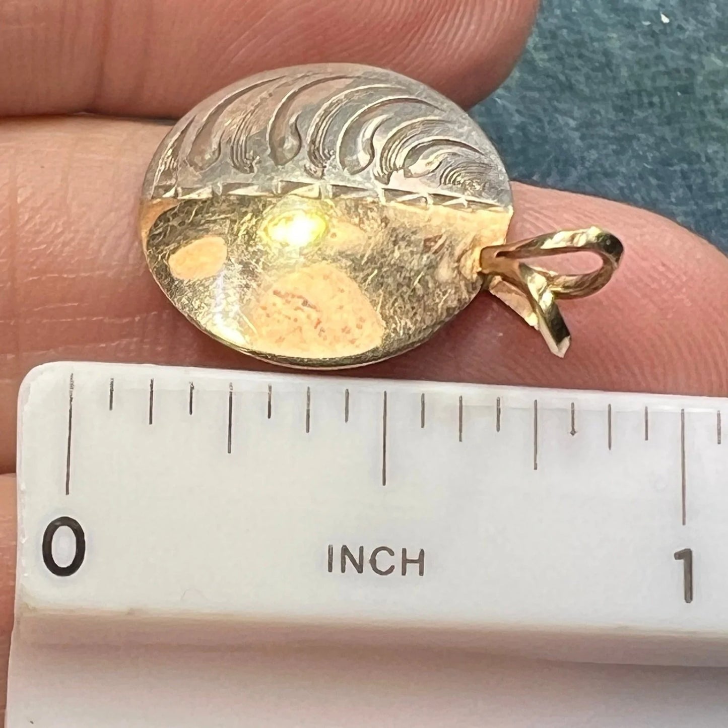 14k Gold + Silver Lunar Phases Half Moon Pendant