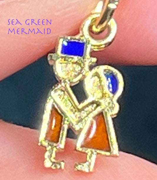 14k Gold Top Hat + Bonnet Marriage Wedding Vows Pendant. Tiny!