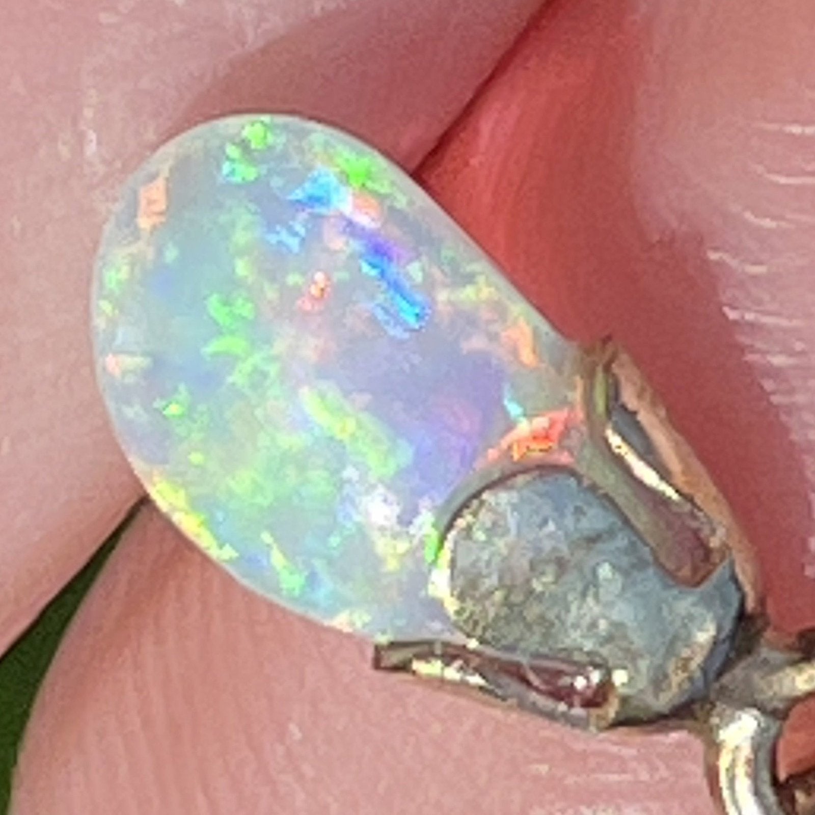 14k Tiny 1/2" DROPLET Australian Crystal Opal Pendant *VIDEO*