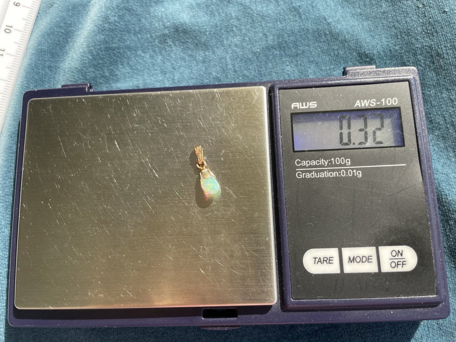 14k Tiny 1/2" DROPLET Australian Crystal Opal Pendant *VIDEO*