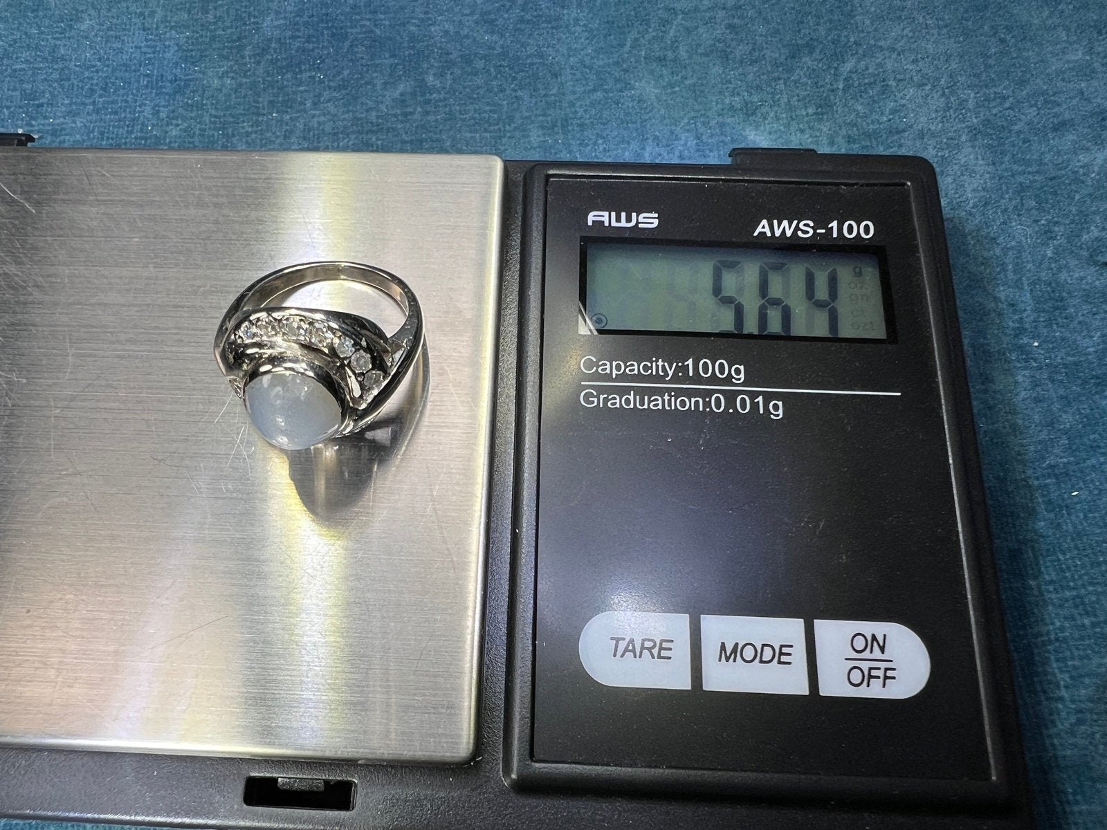 14k White Gold 5 Ct Gray Star Sapphire Ring w Diamond Halo *Video*