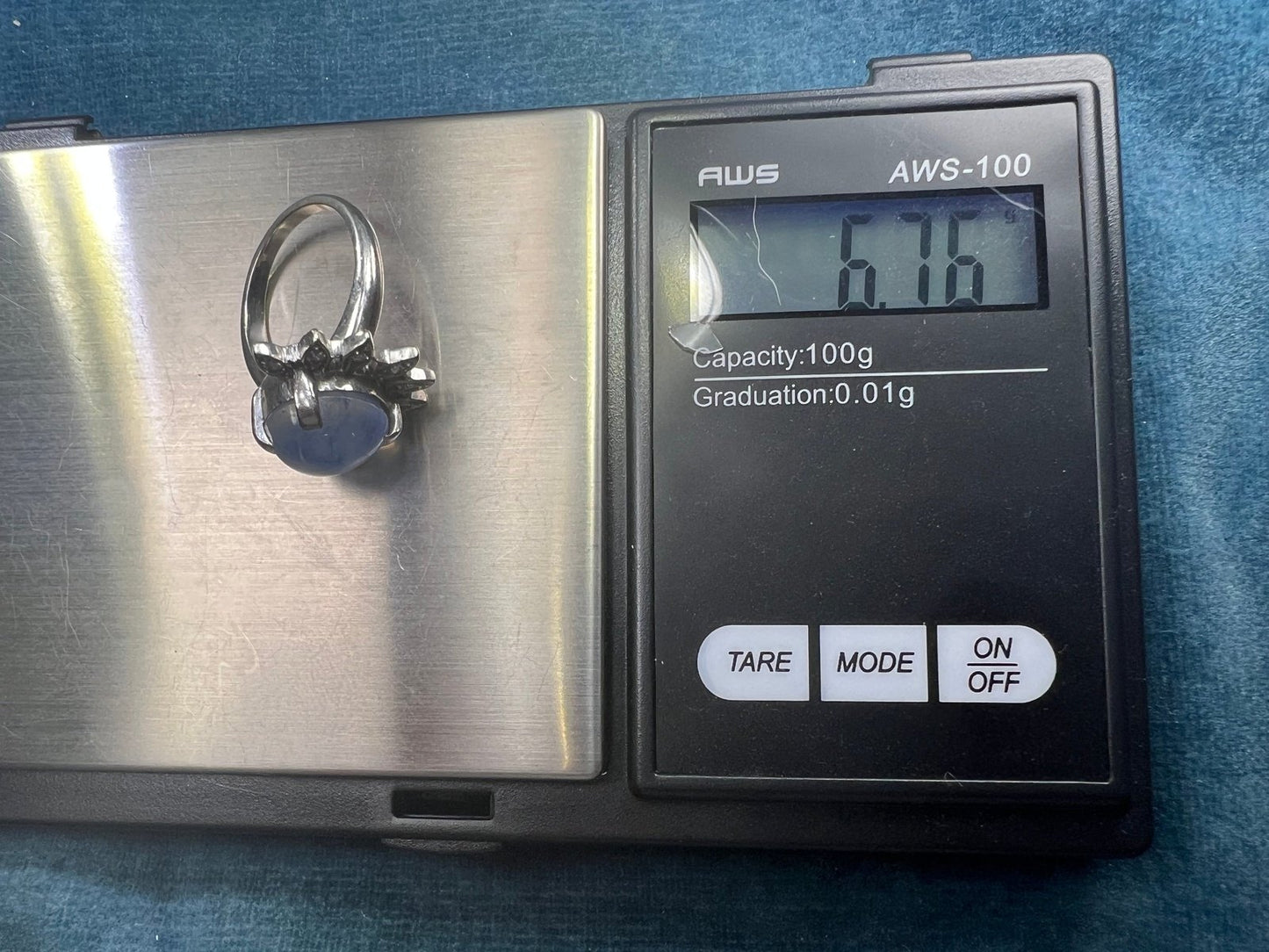 14k White Gold 8 Ct Lavender Gray Star Sapphire Ring w Diamond Halo *Video*