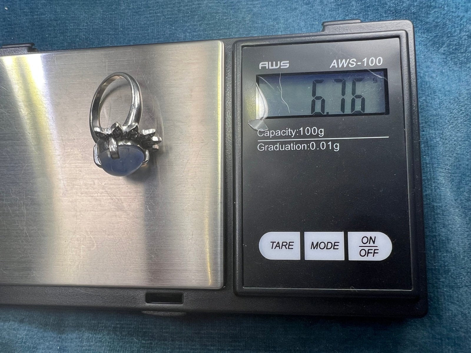 14k White Gold 8 Ct Lavender Gray Star Sapphire Ring w Diamond Halo *Video*