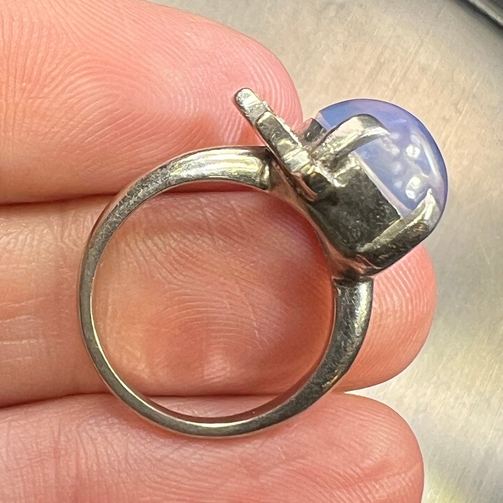 14k White Gold 8 Ct Lavender Gray Star Sapphire Ring w Diamond Halo *Video*