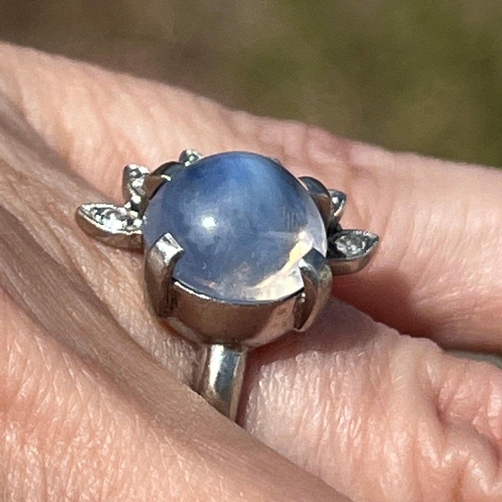 Periwinkle Blue Star Sapphire Solid 14KG Cocktail Ring
