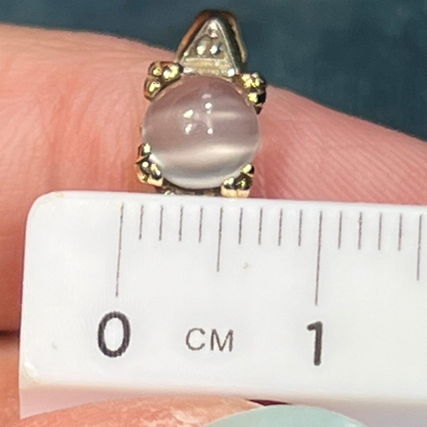 14k White Gold Cats-Eye MOONSTONE + Diamond Deco Ring *Video*
