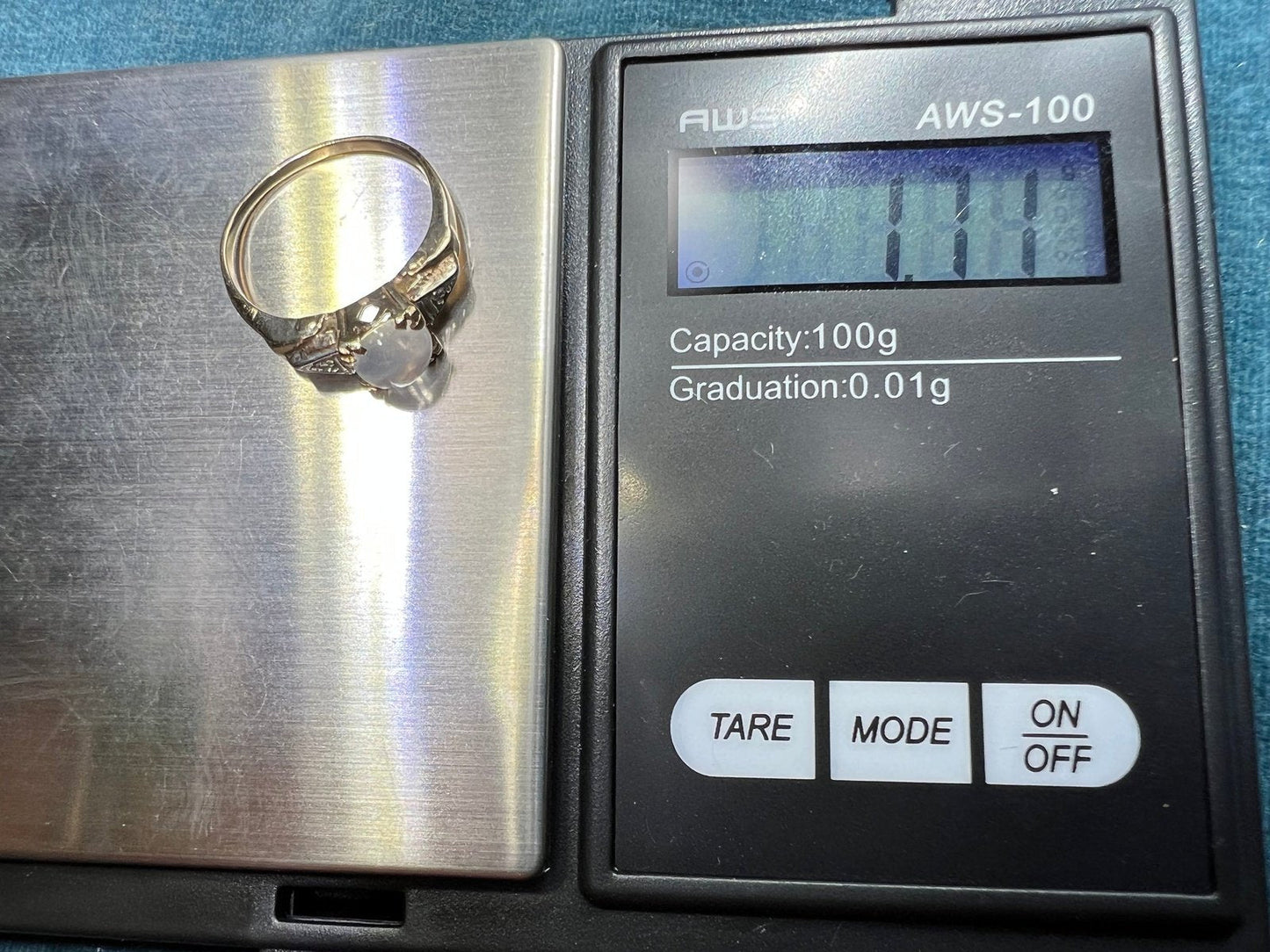 14k White Gold Cats-Eye MOONSTONE + Diamond Deco Ring *Video*