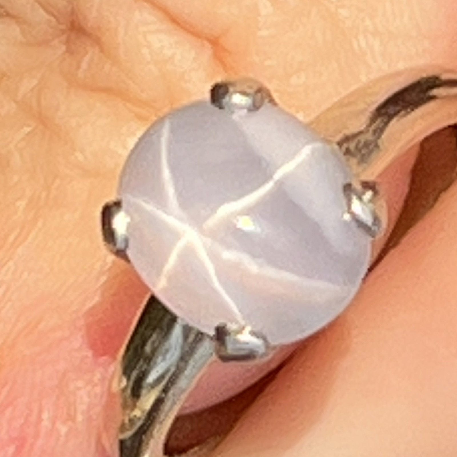 14k White Gold Ct Lavender Gray Star Sapphire Ring **VIDEO**