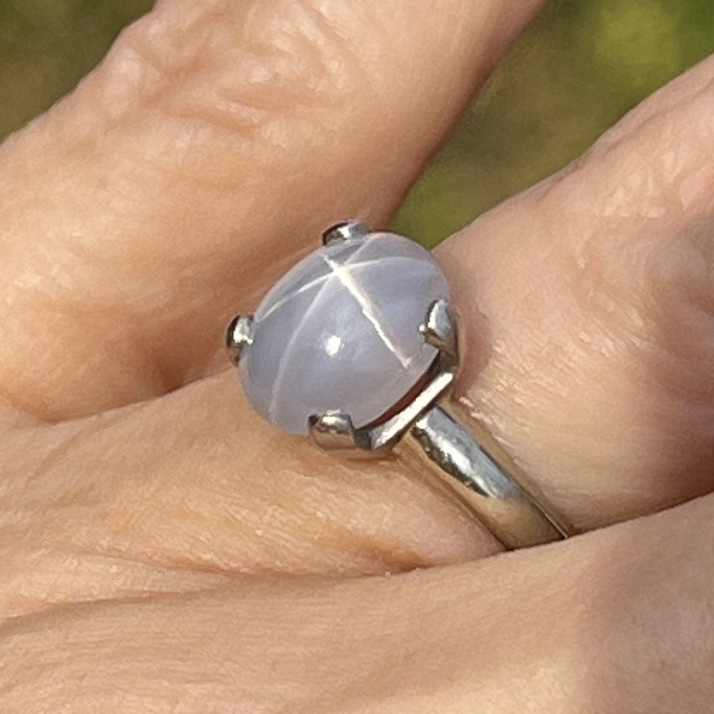 14k White Gold Ct Lavender Gray Star Sapphire Ring **VIDEO**
