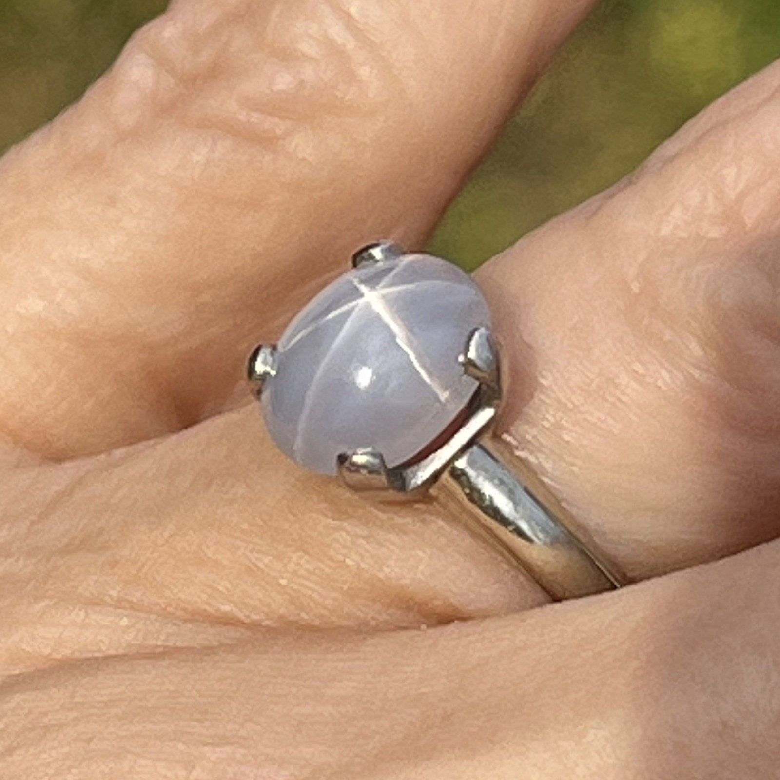 14k White Gold Ct Lavender Gray Star Sapphire Ring **VIDEO**