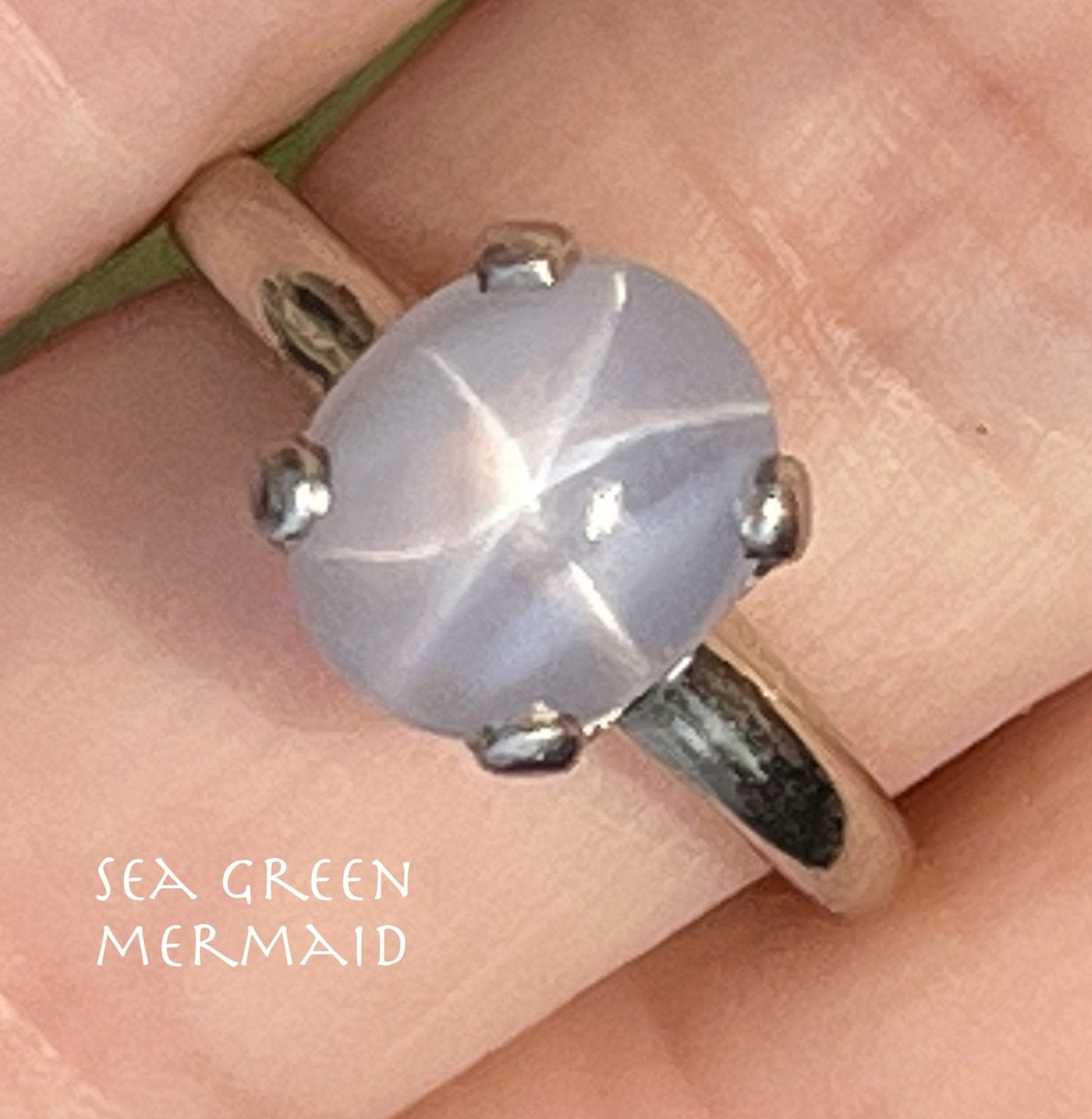 14k White Gold Ct Lavender Gray Star Sapphire Ring **VIDEO**