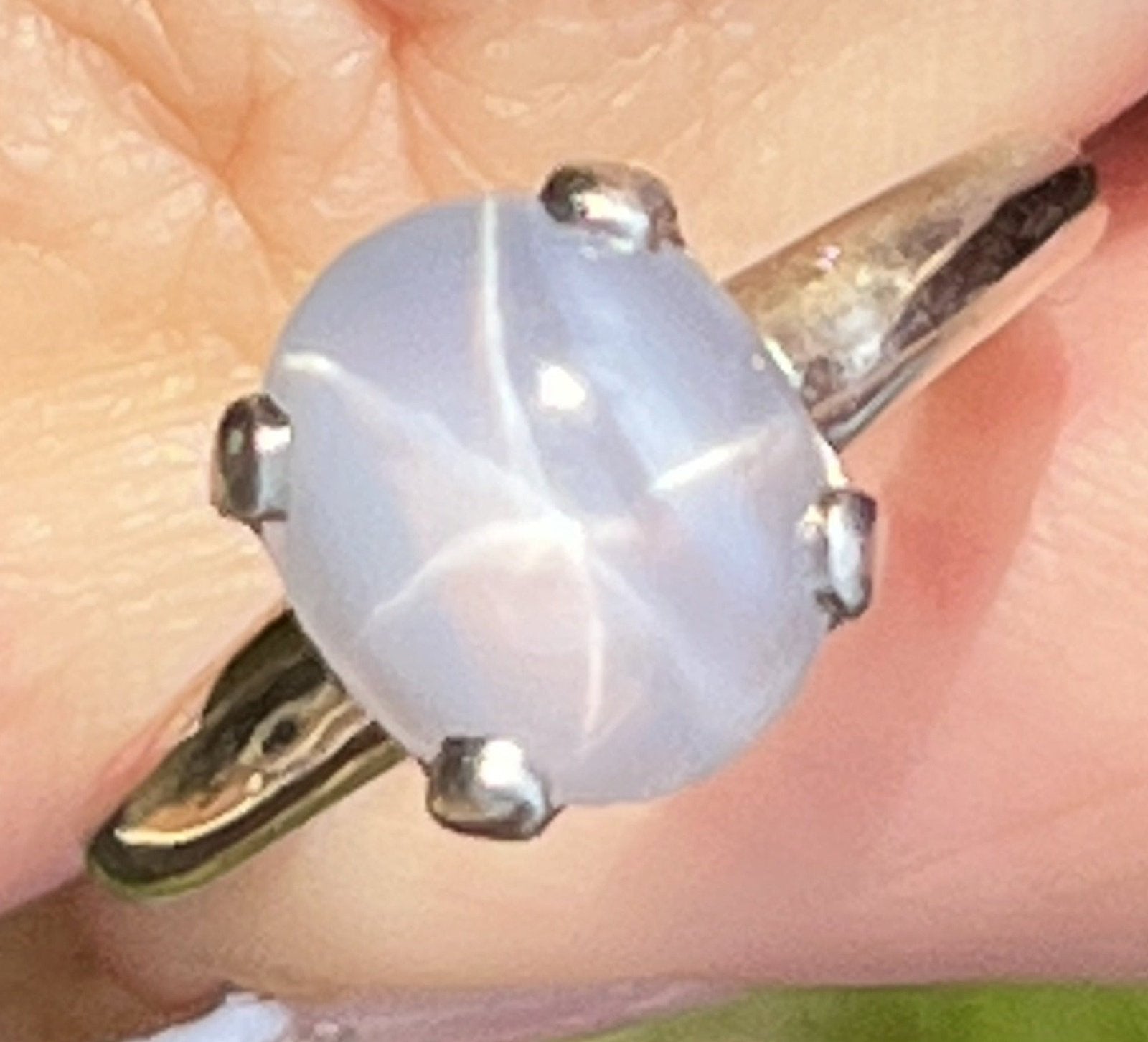 14k White Gold Ct Lavender Gray Star Sapphire Ring **VIDEO**