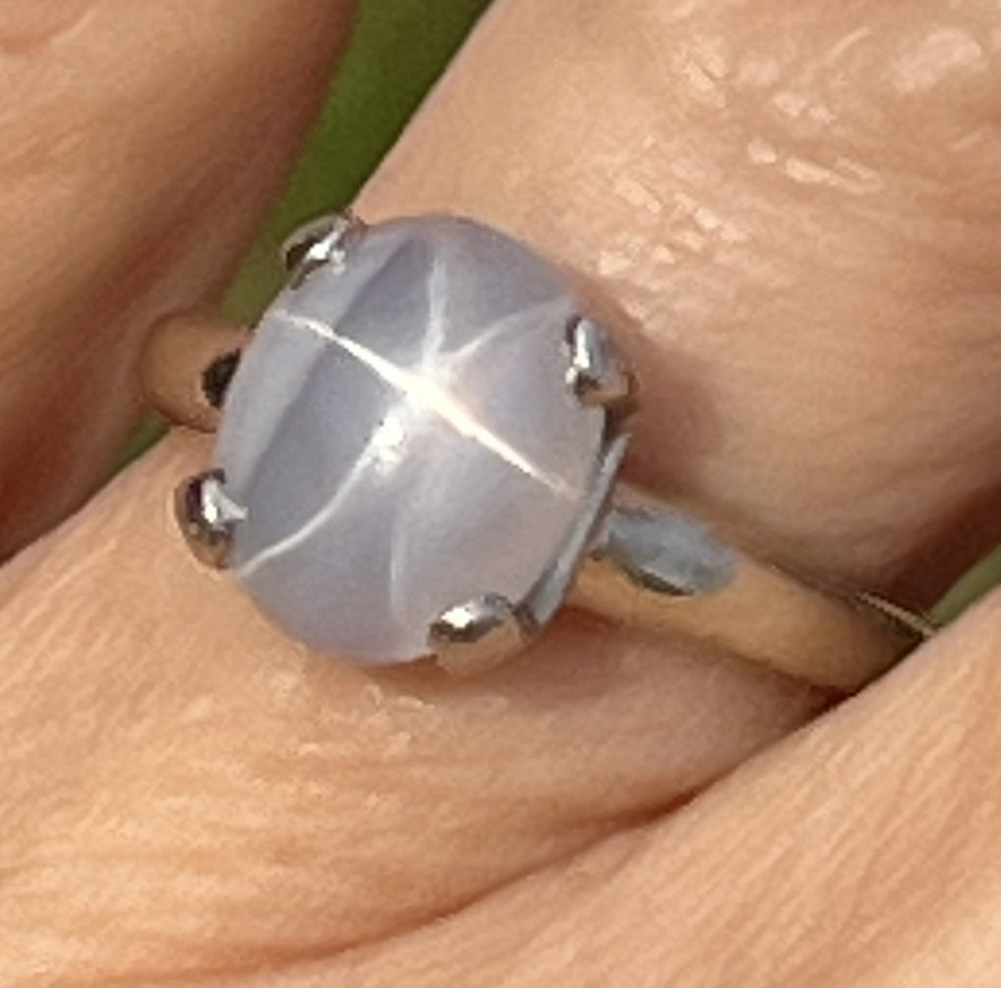 14k White Gold Ct Lavender Gray Star Sapphire Ring **VIDEO**