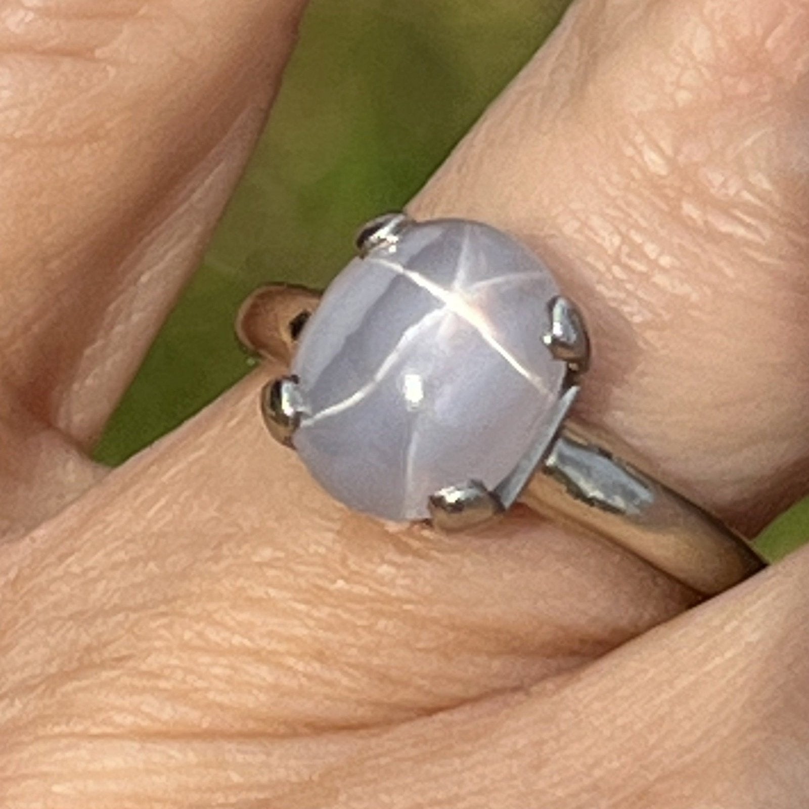 14k White Gold Ct Lavender Gray Star Sapphire Ring **VIDEO**
