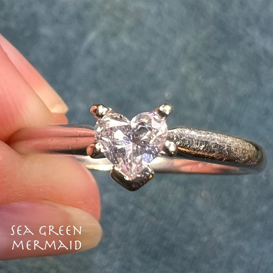 14k White Gold Heart-Shaped Diamond Solitaire Engagement Ring