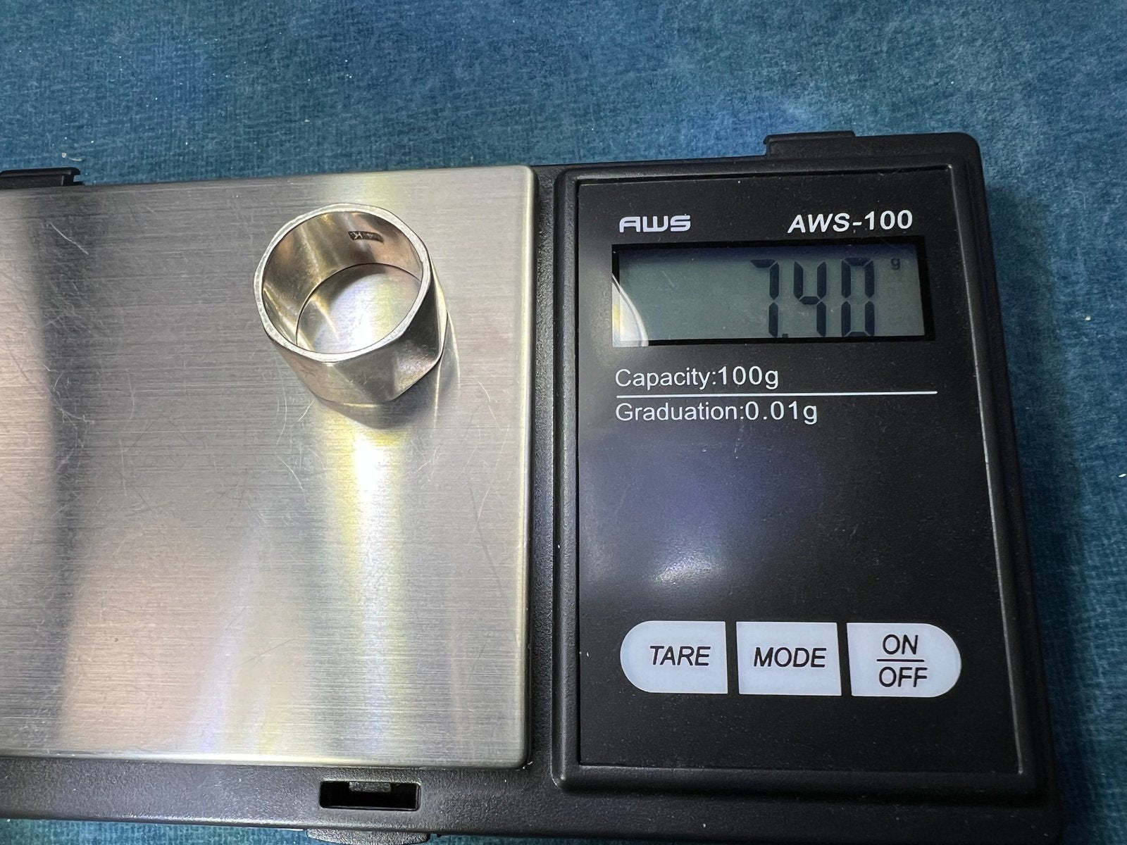 14k White Gold Zig Zag Wide Cigar Band Ring. 10mm + 7g