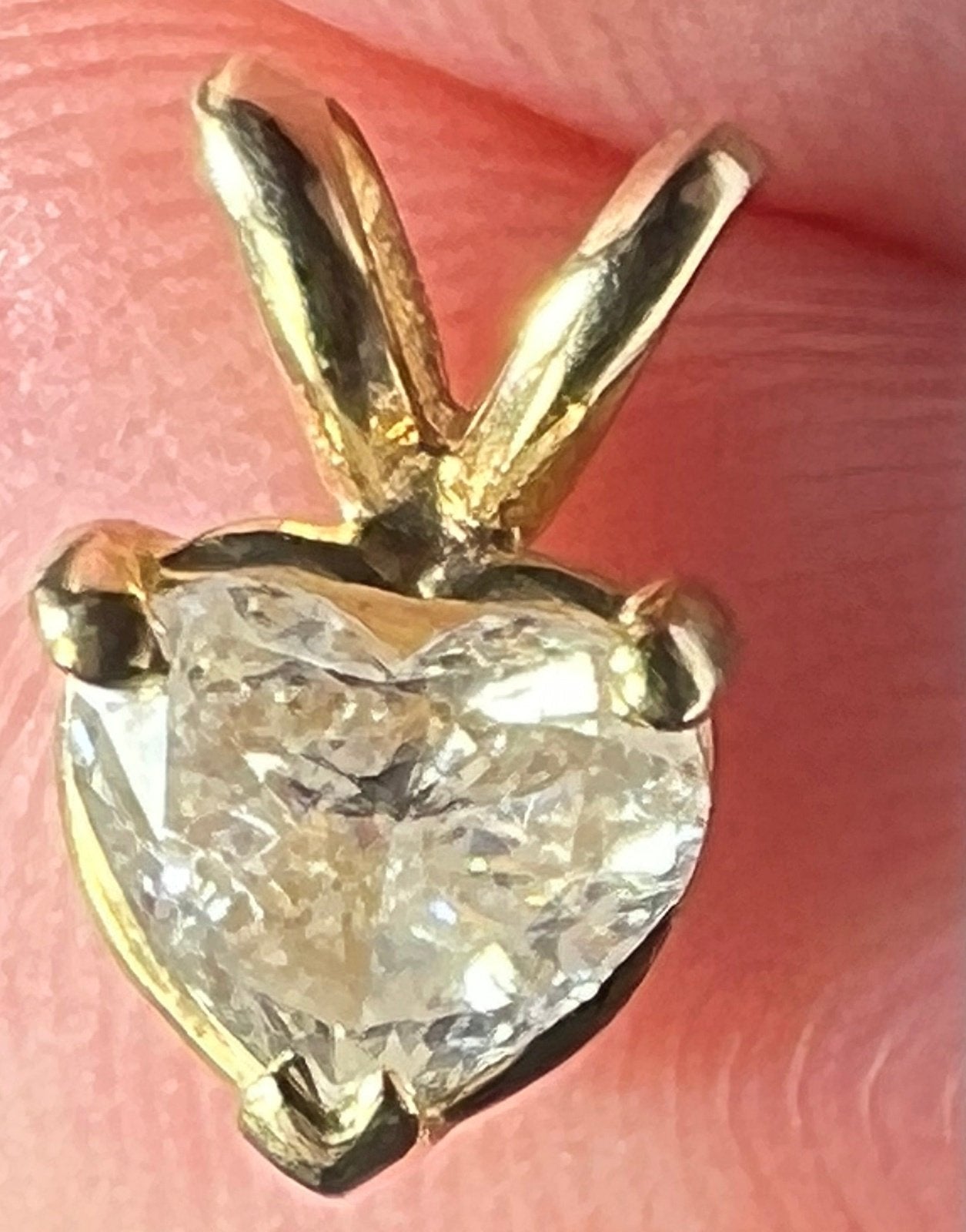 14k Yellow Gold 0.45 CT *Heart* Diamond Solitaire Pendant