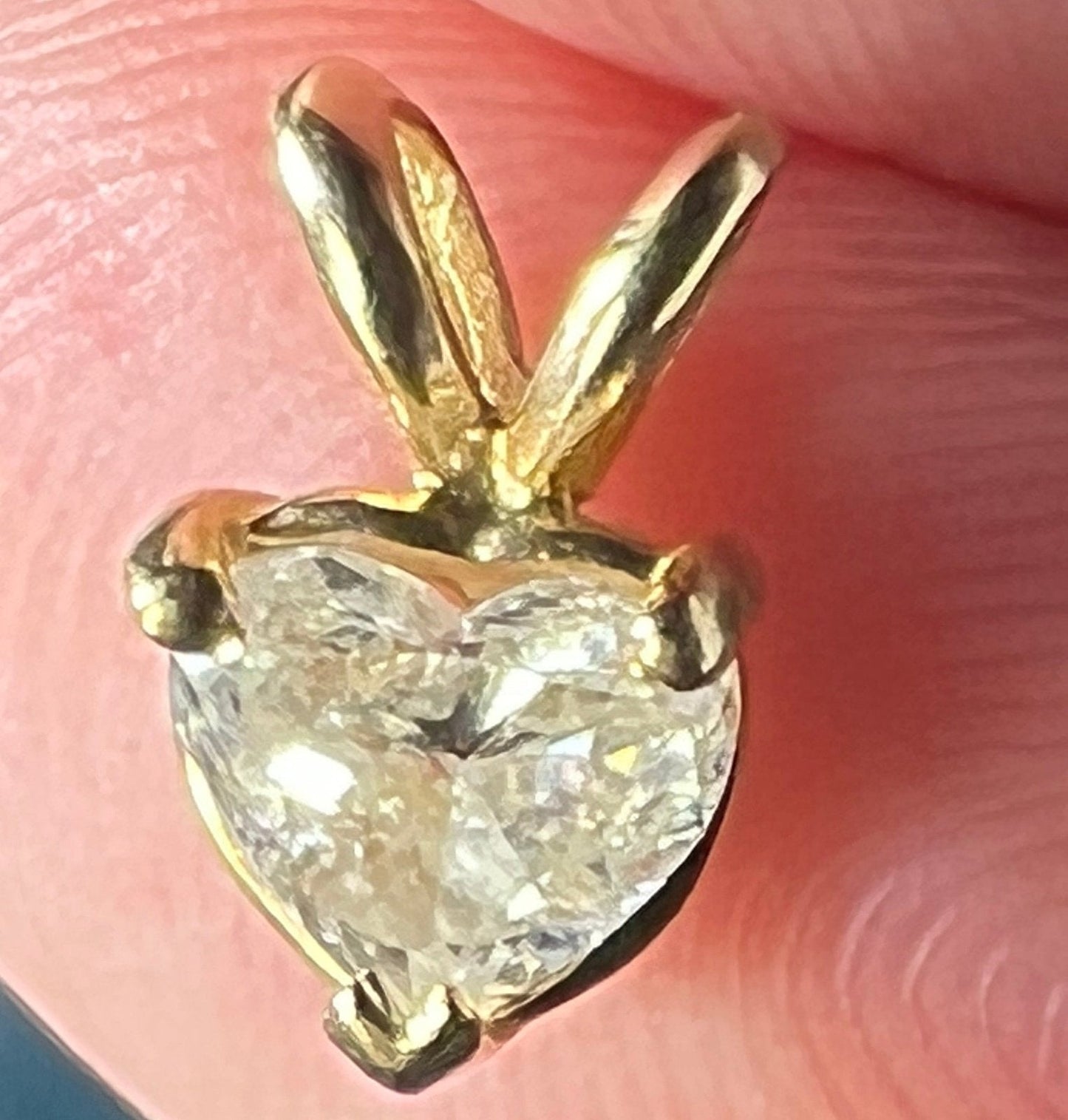 14k Yellow Gold 0.45 CT *Heart* Diamond Solitaire Pendant