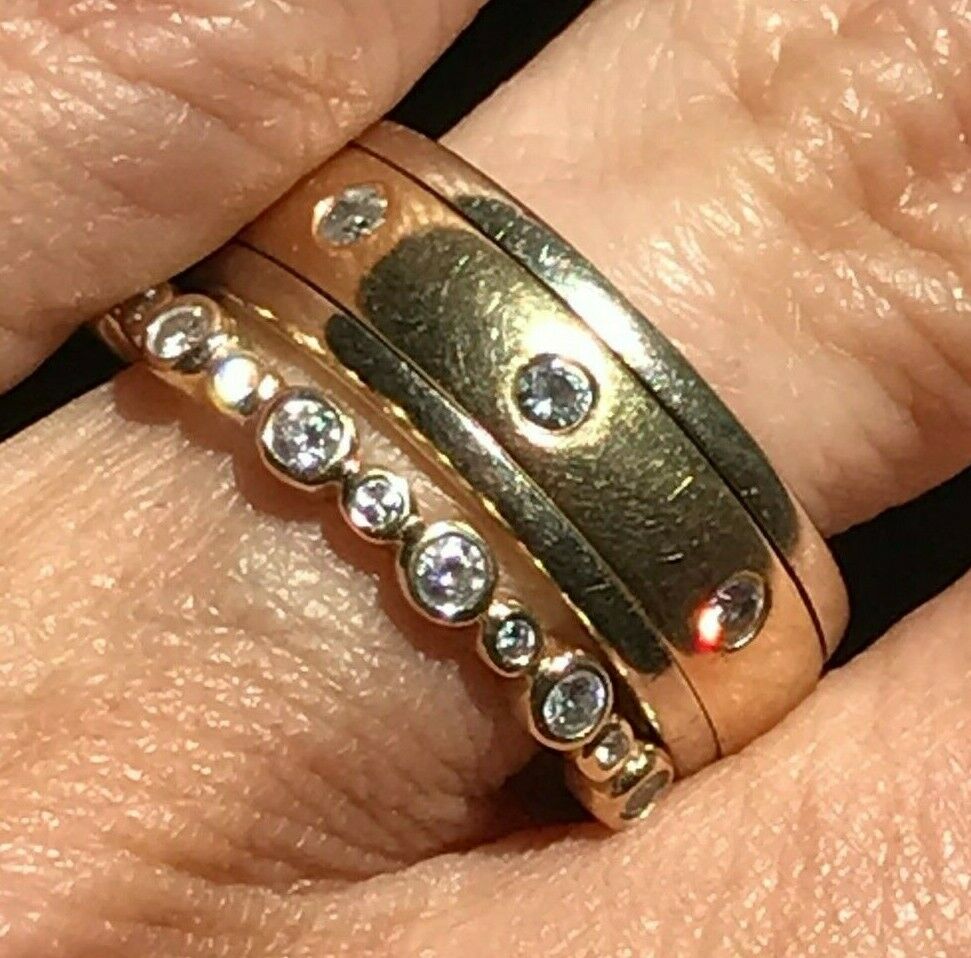 14k Yellow Gold 0.45 TCW Bezel-Set Diamonds Ring Band. BUBBLES-b110_17
