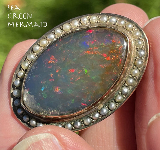 14k Yellow Gold 1906 Australian Black Opal Triplet Slide Pendant *VIDEO*