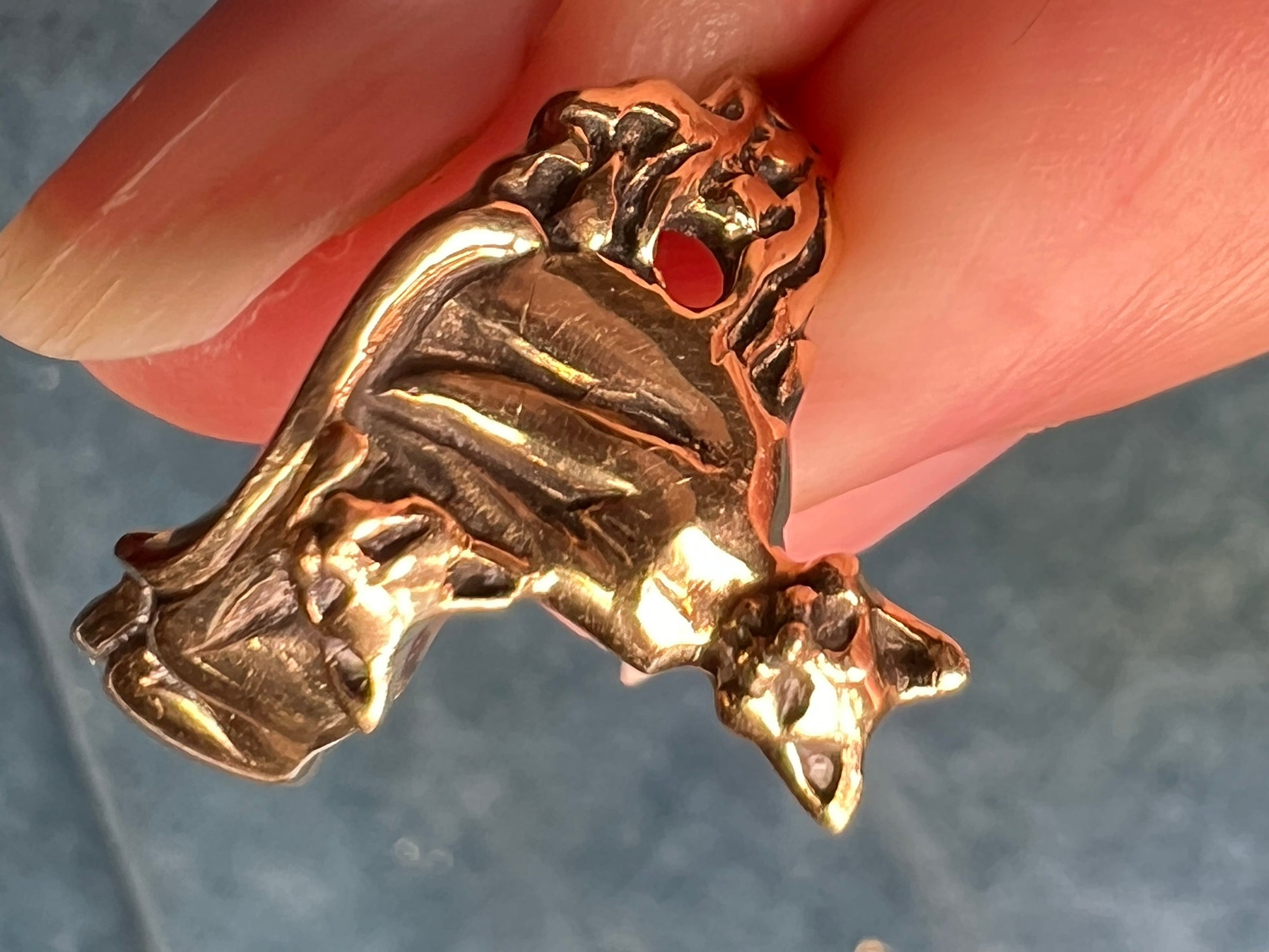 14k Yellow Gold 2 Siamese Cats Ring. OOAK