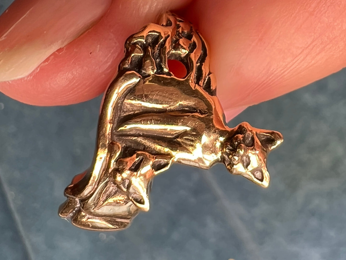 14k Yellow Gold 2 Siamese Cats Ring. OOAK