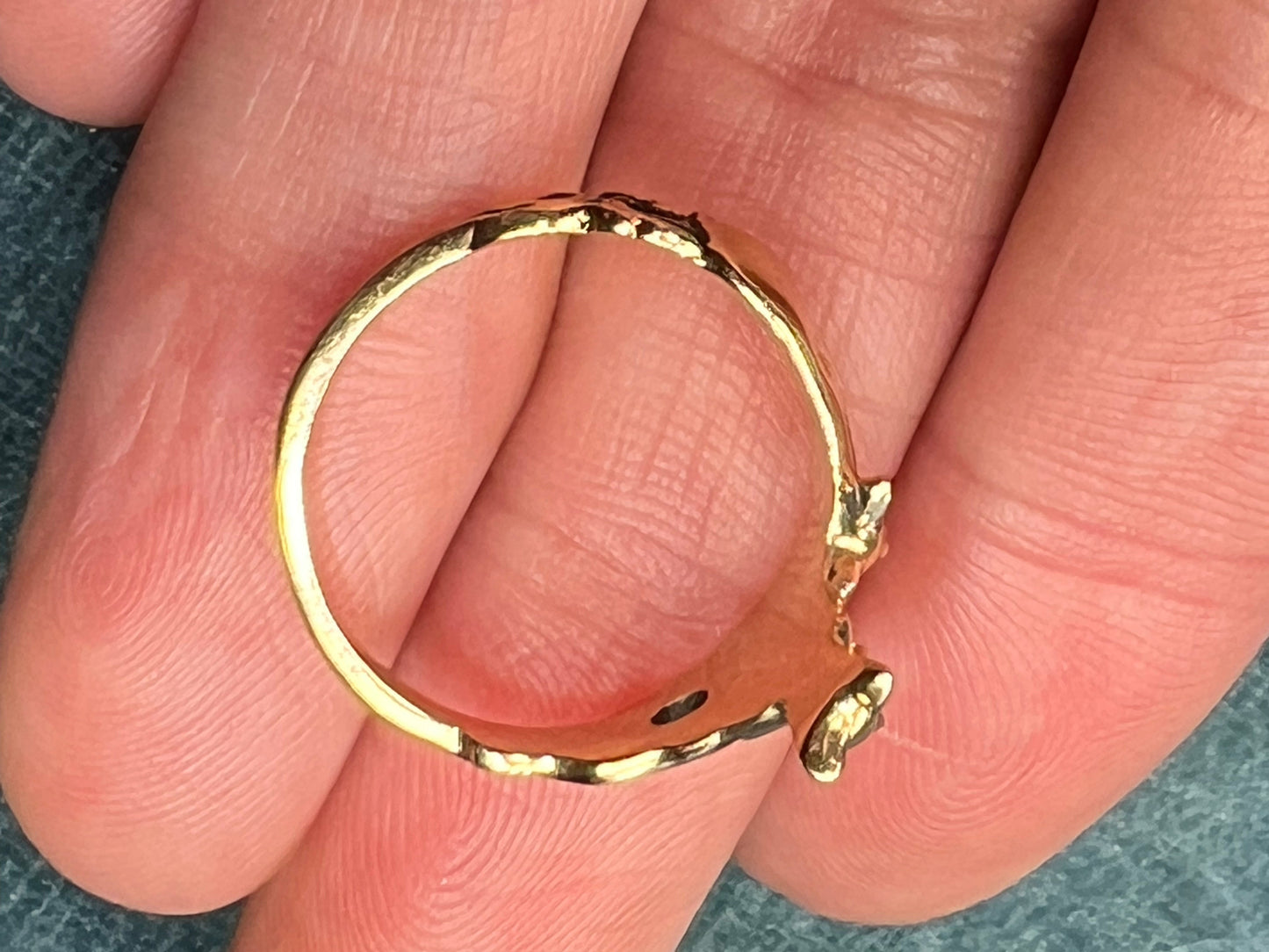 14k Yellow Gold 2 Siamese Cats Ring. OOAK