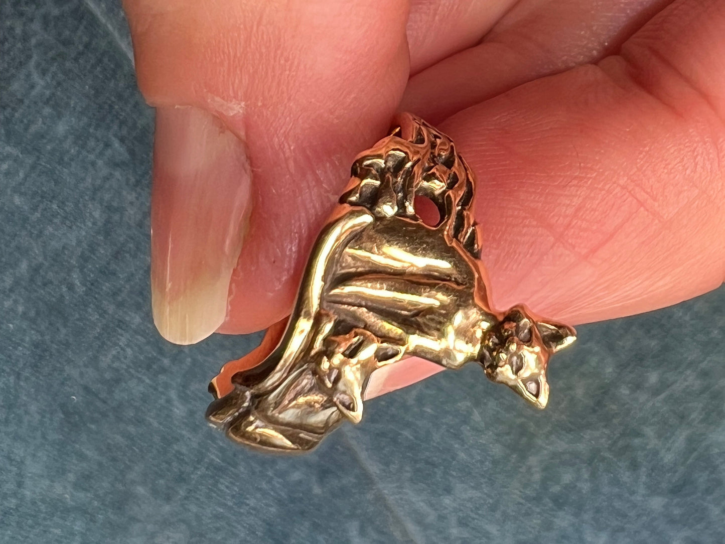 14k Yellow Gold 2 Siamese Cats Ring. OOAK