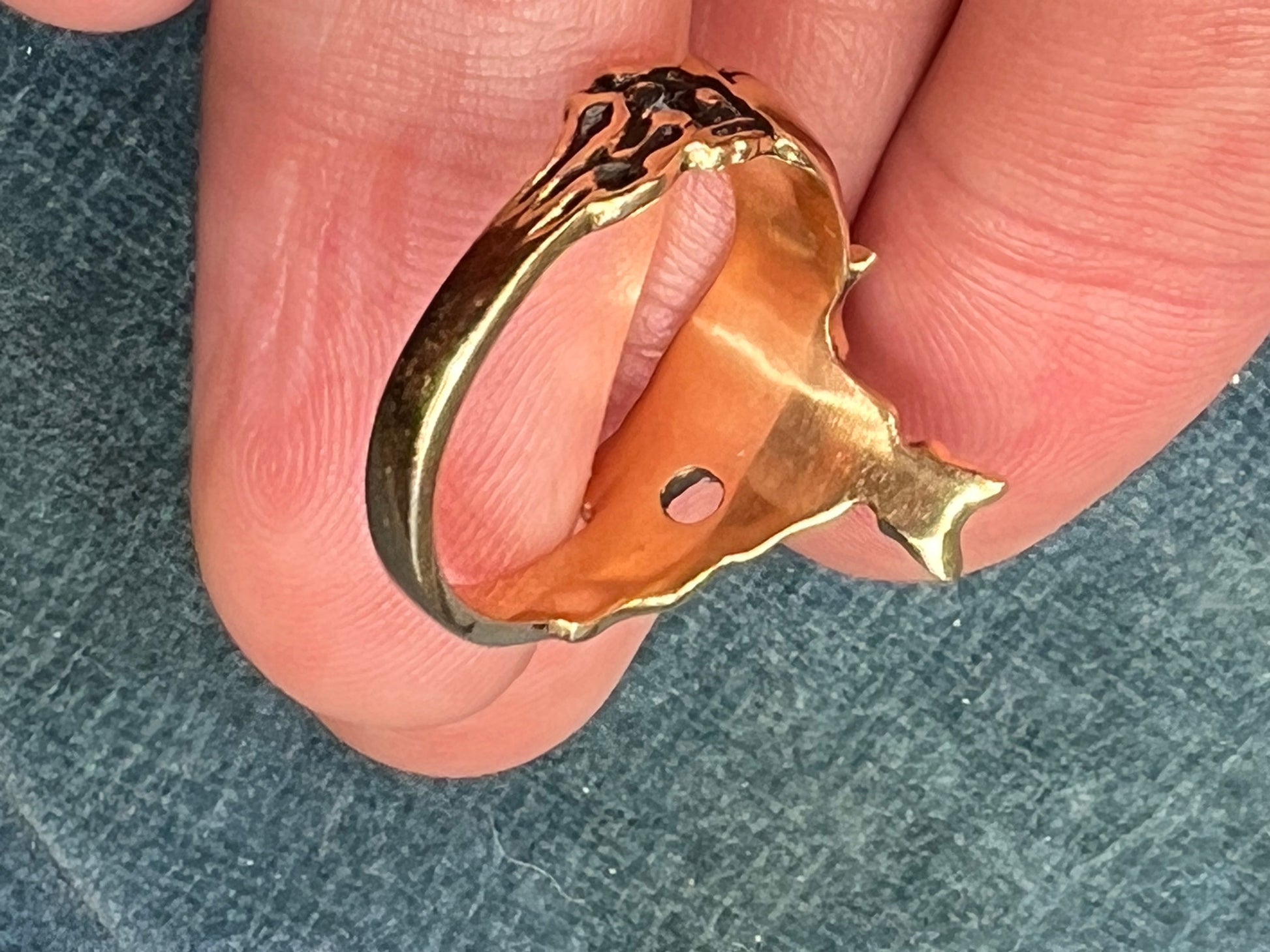 14k Yellow Gold 2 Siamese Cats Ring. OOAK