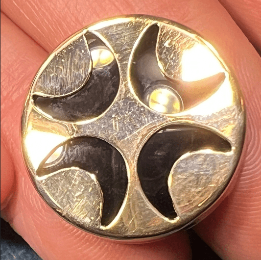 14k Yellow Gold 4 Crescent Moons Lunar Onyx Pendant - B